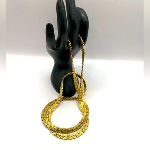 Elegant Gold-Tone Flat Nugget Chain Necklace